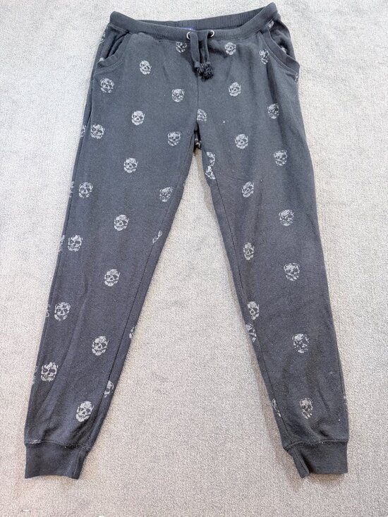 Ocean Drive Pants - Whimsigoth Vampy Elvira Skull Skeleton Graphic Punk Gothic Grunge Joggers Lg